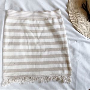 English Factory Cream/Tan Printed Fringe Skirt